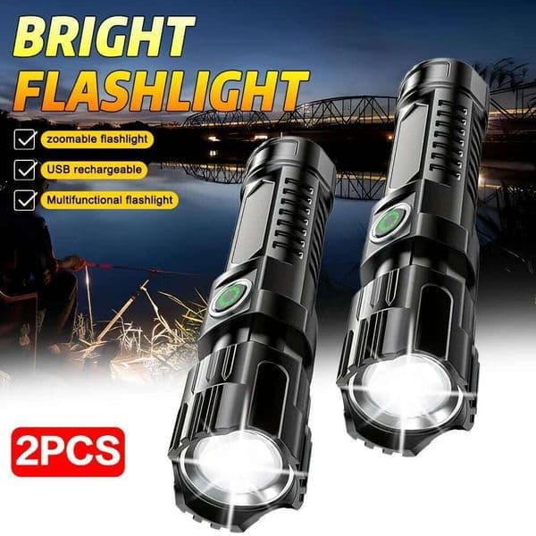 High-power Led Flashlight USB Rechargeable Torch Zoomable Light with Built-in Battery Camping Hiking Lantern Emergency Lamp 26L0610