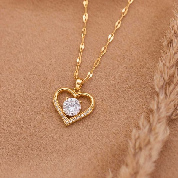 Necklace Collection Necklace Womens Ladies Gold Heart Necklace Sparkling Zirconia Pendant Necklace Jewelry Gift C260610