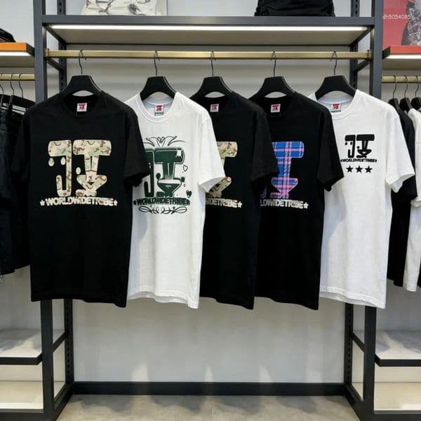 Men's T Shirts Grid Striped Camouflage Letter Pattern Judah Tshirts Summer Men Streetwear Round Neck Short Sleeve Women Tops Casual Outfit