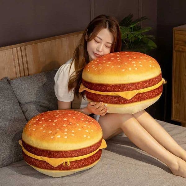 Plush 40CM Simation Bread Hamburger low Lazy Sofa Turn To Seat Cushion Stuffed Food Cute Toys He Decor Kids Birthday Gift J260610