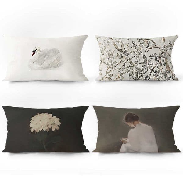 Nordic Swan Ballet Art Velvet Rectangular Pillow Modern Simple Sofa Living Room Model Room Cushion Pillow L260606
