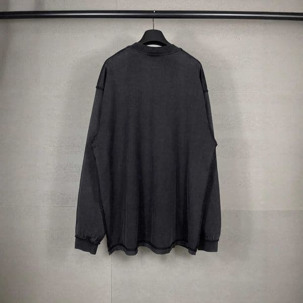 High quality designer clothing Paris B Brand 2025 New Reverse Stitching Letter Chest Patch Embroidery Washed Loose Long Sleeve T-Shirt4OMV