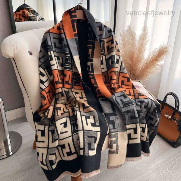 Women Luxury 2025 New Two-Sided Print Soft Warm Pashmina Fashion Shawl Winter Outdoor Coldproof Windproof Blanket Scarf