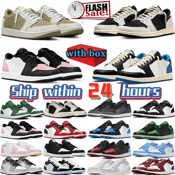 Travis Designer for Men Women 1 Basketball Shoes Sneakers Black Phantom Tropical Pink Sail Medium Olive Outdoor Sports Trainers Sneaker Original Box