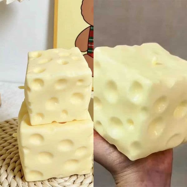 Cube Cheese 1Pc Stress Jumbo Ball Big Cheese Shapeable Squeeze Ball Non-Bounce Fidget Toy ASMR Sensory Anti-Stress Festival Gift L260609