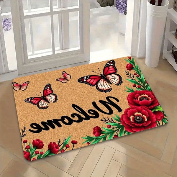 Floral VIKAMA Welcome Doormat Soft Non Slip Washable Indoor Outdoor Entry Rug for Kitchen Bedroom Porch Home Decoration D260610