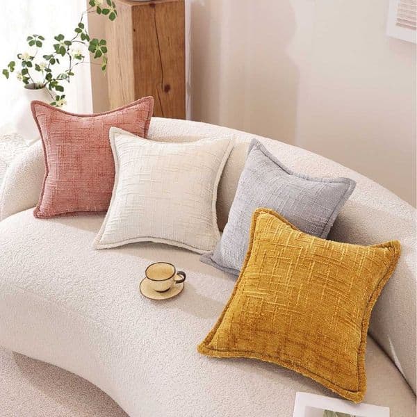 New chenille pillowcase with textured lines luxury sofa pillowcase light luxury headboard cushion L260606