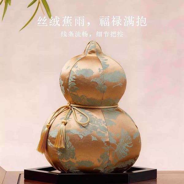New Chinese-style gourd pillow living room sofa cushion silk embroidered bamboo lumbar support ancient-style home decoration ornament L260606