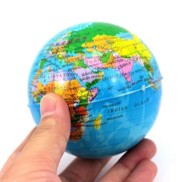 6cm World Map Soft Foam Earth Globe Hand Wrist Exercise Stress Relief Squeeze Foam Ball GS 2637 Tax Duty Free HJ