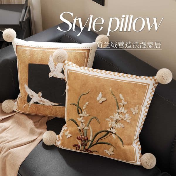 Chinese-style throw pillow for living room sofa with core high-end feel suitable for bedroom bed homestay and bay window cushion L260606