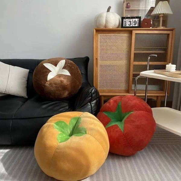 Cushion with Tomato-Shaped Vegetable Mushroom Persimmon Round Pad Window Seat for Bedroom Thickened Cute Pillow 26L0610