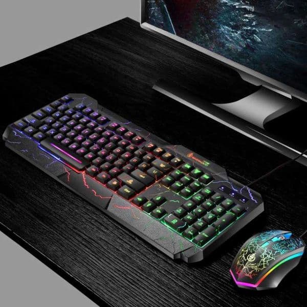 Computer Desktop Wired Gaming Keyboard Mouse Mechanical Feel Led Light Backlit Keyboard Mouse Combos T260608
