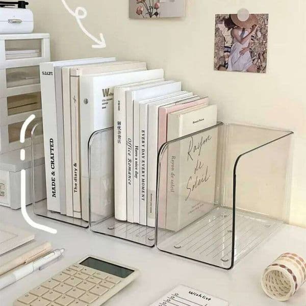 Transparent Stand Simple Free Combination U-shaped Organizer Acrylic Book Folder Desk Storage Rack Home Office 26W0609