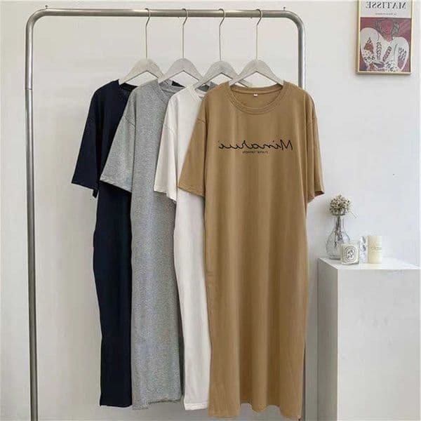 Simple Fashion Summer Letter Korean Print Casual Large Size Loose Short Sleeve Maternity Dress M260610