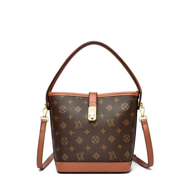 Luxury OULAIMEIZI 2026 Hot Fashion Retro Designer Bucket Bag Versatile Trendy Brown Yellow Shoulder Bag for Women