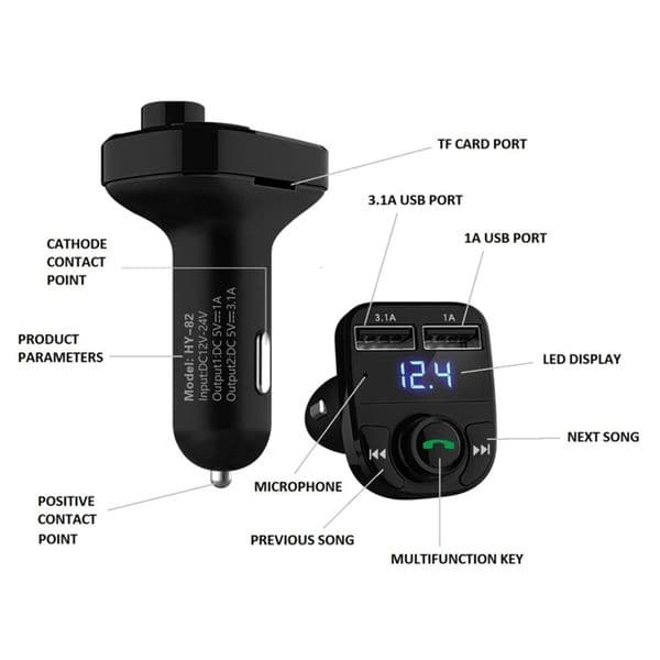 New X8 Car FM Transmitter Aux Modulator Bluetooth Handsfree Kit Audio Mp3 Player With 3.1A outdoor Quick Charge Dual USB Charger Shipping 2026 32