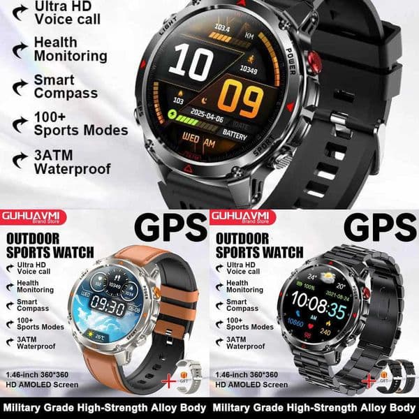 New GPS Map Navigation 2025 Smart Watch Men Women Amoled Screen 3ATM Waterproof Sport SmartWatch Compass NFC BT Call Watches Men M251129 Y260610