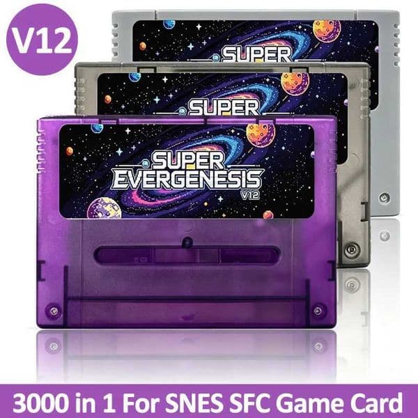 Super EVERGENESIS V12 3000 in 1 SFC Game Card for SNES SFC 16-bit Console with 8GB TF Card Multicartridge Retro Game Accessory T260608