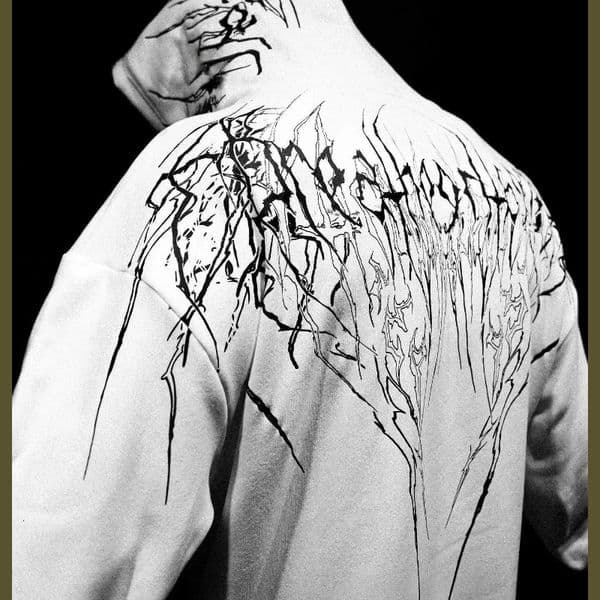 2000s Breathedivinity Hoodie Gothic Style Pattern Hoodie Oversized Popular Sweatshirts Dark Textured Cool Print Mens Coat Jacket