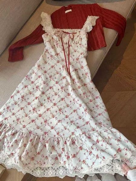 Mid Summer French Elegant Floral Dress Beach Style Korean Fashion Lace Dress 2025 New Bow Sashes Shirt Vestidos M260613
