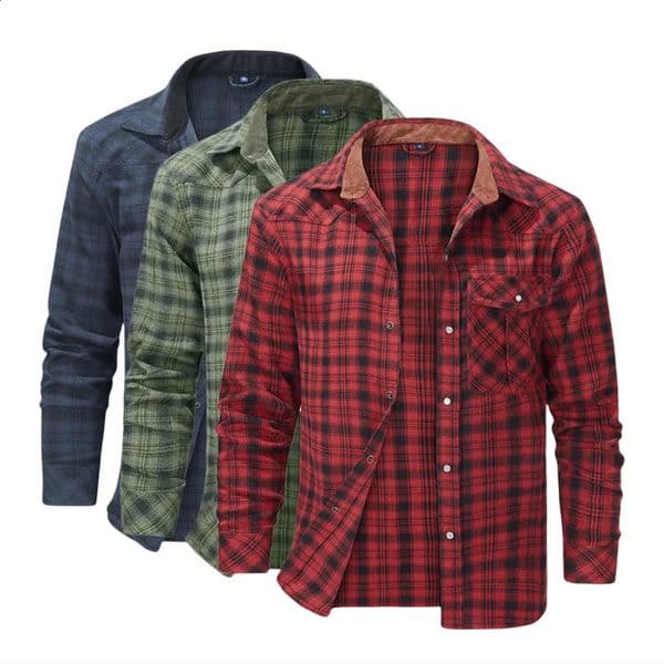 Mens Shirts Spring Flannel Long Sleeve Plaid Checkered Brushed Casual Western Cowboy Pearl Snap Shirt Clothes US Size 260609