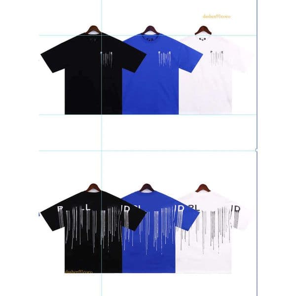 Designer Tide Men's Purple T-Shirt Word Mark Drop Laminate Print Short Sleeve High Street Relaxation Oversized Casual T-Shirt 100% Pure Cotton S-Xl