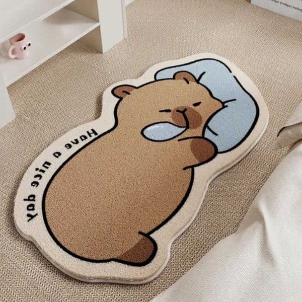 Kapibara VIKAMA Imitation Cashmere Carpet Curvy and Cute Fur Bedside Rug for Bedroom Living Room Sofa Accent Mat Home Decoration D260610