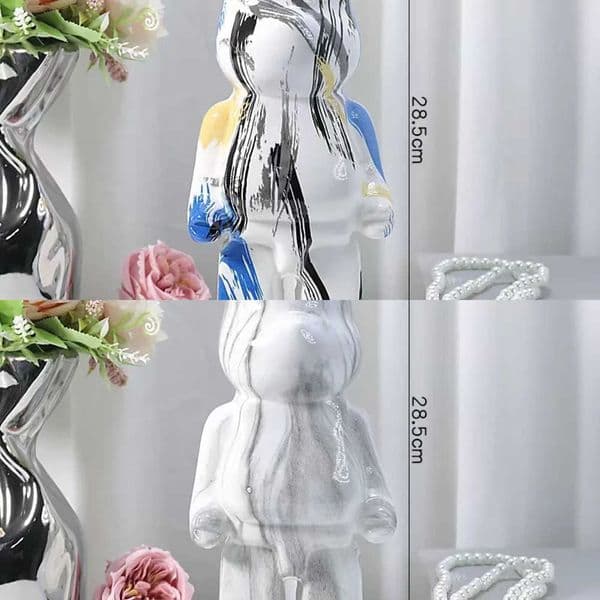 Bear Violent Aesthetic Statue Nordic Resin Marbling Figurine Sculpture Luxury Home Decor Desk Accessories for Living Room L260609