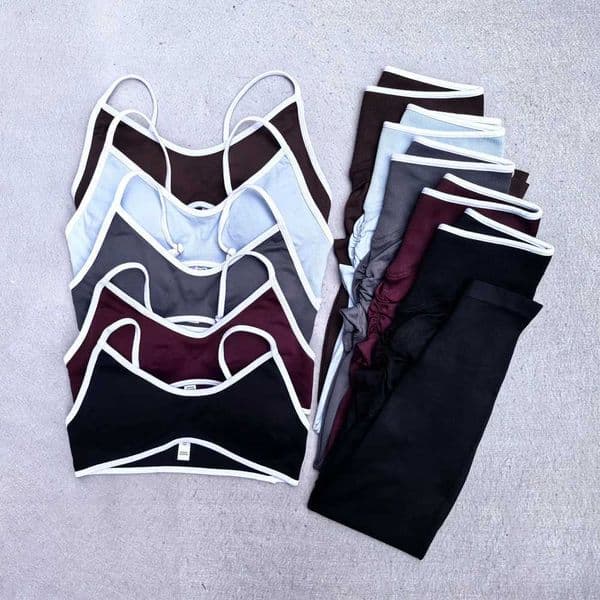 Fitness Legging Set Seamless Set Women Sportswear Scrunch Bum Gym Leggings Strappy Sports Bra 2 Piece Workout Clothes T260610