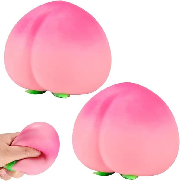 Peach Squishies Slow Rising Stress Relief Toy, Realistic Juicy Peach Shaped Fruit Squeezable Balls, Flexible Sensory Fidget Toy for Adults Office Desk Stress Relief