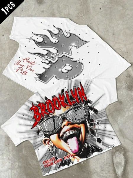 Summer Mens T-shirt with 2026 Letter Print Breathable Lightweight Casual Roller Skating Hip-Hop Style Male T-shirt C2606091