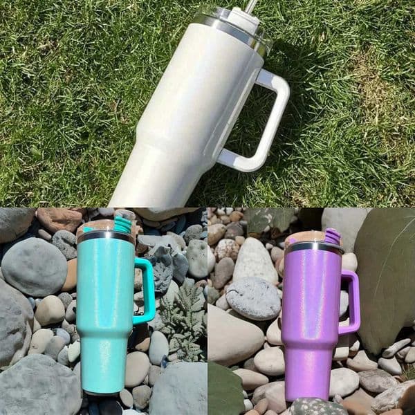 40Oz Stainless Steel Thermos 2026 Cup With Handle Lid And Straw Insulated Rainbow Paint Travel g For Hot Cold Beverages Outdoor X2506051 Free Shipping Shi Y260610