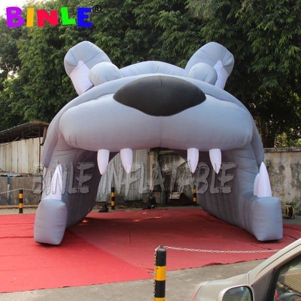 Advertising mascot inflatable bulldog tunnel entrance for football sports event