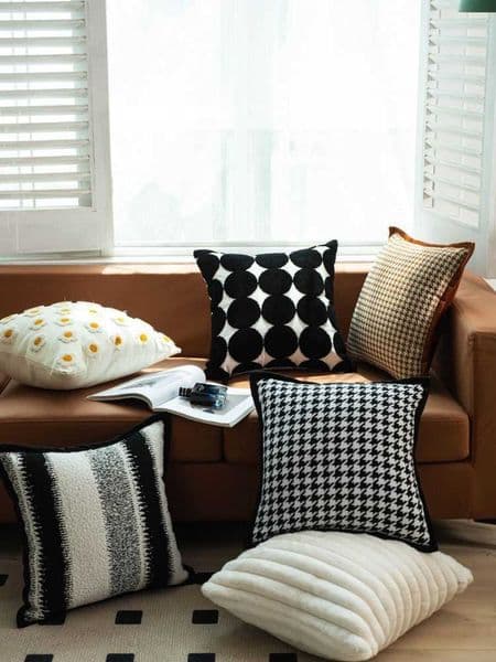 Nordic French-style art sofa with cushions and backrest small daisy flower throw pillow headrest for living room and bedroom L260606