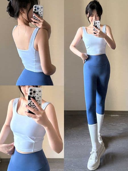 Sport Vest Charming Square Women Collar Fixation Cups Activewear Crop Top Fitness Running Bras C260610