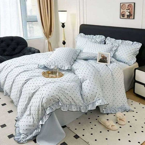 Bow Silk Sweet Printed Rayon Bedding Set Fashion Skin-Friendly Comforter Sets for Summer Single Double Bed Quilt Cover Kit C260304Y260610