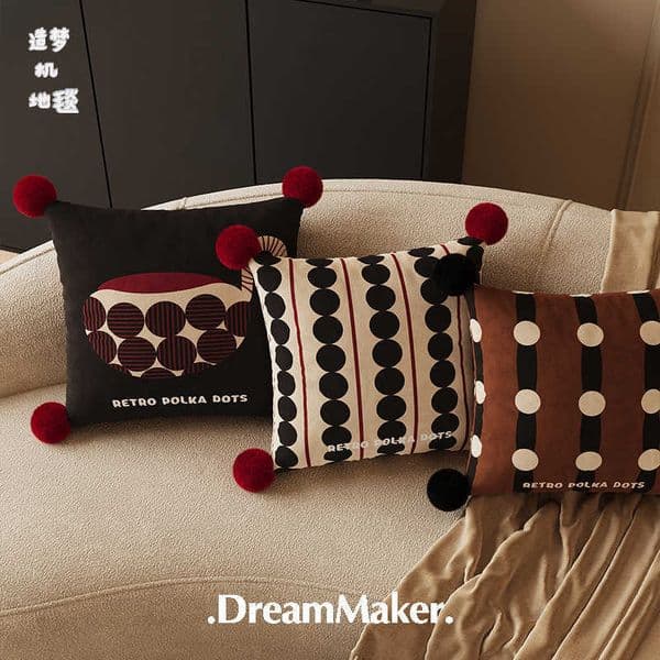 Polka Dot Striped Pillow Thickened Dutch Velvet Single Square Removable Pillowcase Printed Cushion High-end Light Luxury L260606