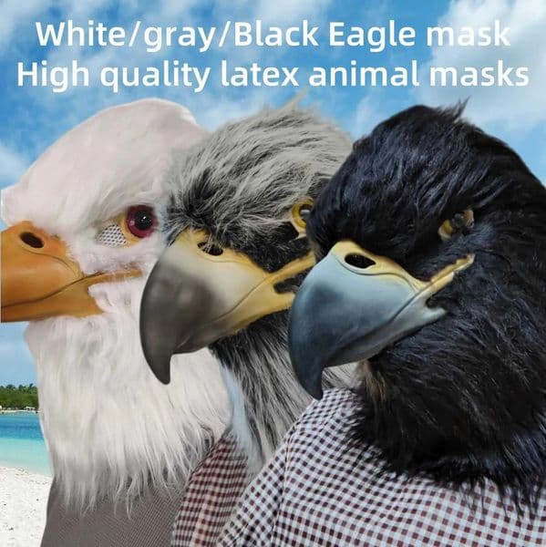 2026 Novelty Bird Latex Masks perfume Mask Closed cologne Mouth Eagle Head Cover Halloween Party Animal Dress Up Cosplay Hawk Headgear Props Free Shipping 16