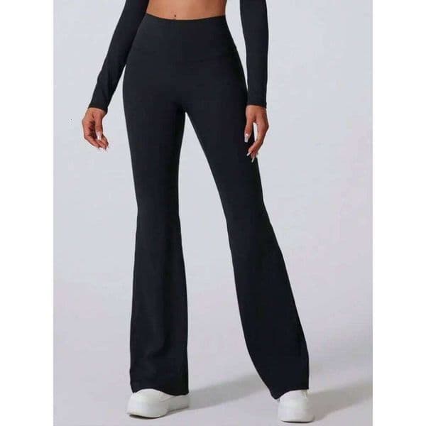 Womens High Stretch Soft Skin Friendly Tummy Control Butt Lifting Basic Versatile Wide Leg Flare Pants Casual Activewear Summer J260610