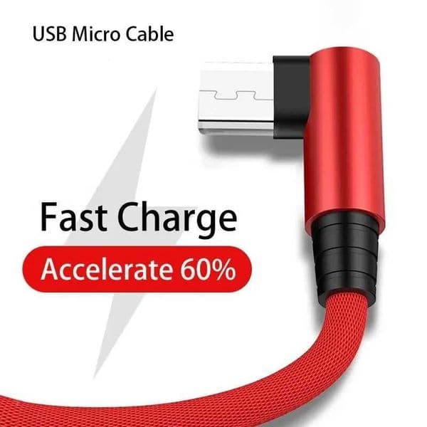 USB Micro Cable 3A 90 Degree Elbow Data Cable Charger Cord for Samsung Xiaomi Mobile Phone Accessories Fast Charging Usb Cable C260609