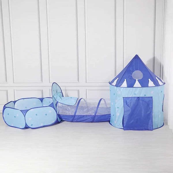 3 In 1 Kid Tent House Play Toy Tunnel Crawling Playhouse Castle Portable Children Ocean Ball Pool Pit Baby Folded Indoor Outdoor L260610