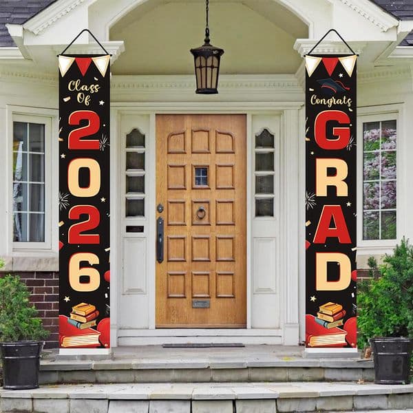 Wholesale 2 Pack Class of 2026 Graduation Banner, Congrats Grad Door Hanging Decor, Custom 30x180cm graduation banner