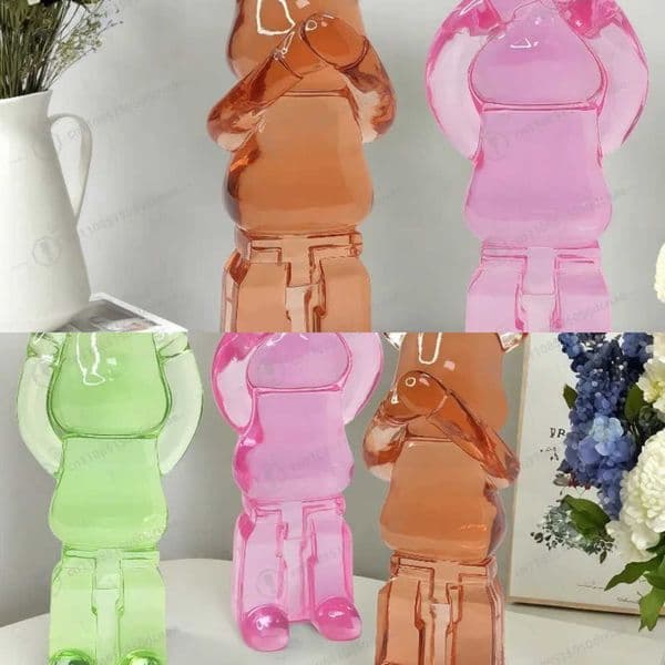 Celebrity Ornaments Transparent Violent Bear Shop Living Room Wine Cabinet TV Cabinet Desktop Light Luxury Home Resin Decoration L260609