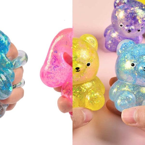 Glitter Toy Squishys Fidget Bear Gummy Bear Needoh Small Cute Animal Anti Stress Fidget Splat Decompressions Vent Squeeze Toy L260609