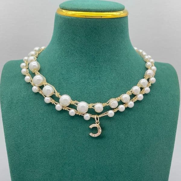 Designer Necklace Brand Women Choker Chains Pearl Pendant Crystal Womens 18k Gold Plated Engagement High Quality Luxury Party Wedding Jewelry Gift