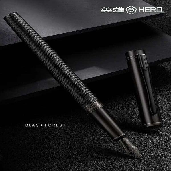 HERO Forest Metal Fountain Titanium Black Extra Fine Nib 0.38/0.5mm Students Practice Calligraphy Writing Gift Pen W260610
