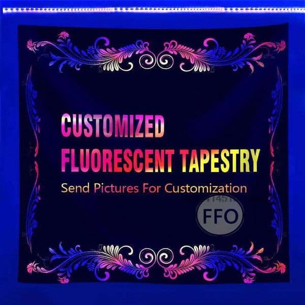 Custom Blacklight UV Reactive Trippy Hippie Black Light Tapestry Aesthetic Wall Decor Neon Tapestries Party Backdrops 26Y0610