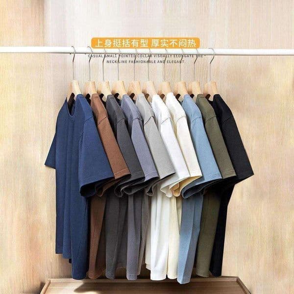Heavyweight Pure Cotton Short-Sleeve T-Shirt For Men, Summer Loose Fit, Solid Color, Everyday Retro Casual Base Shirt, Fashionable Style D02