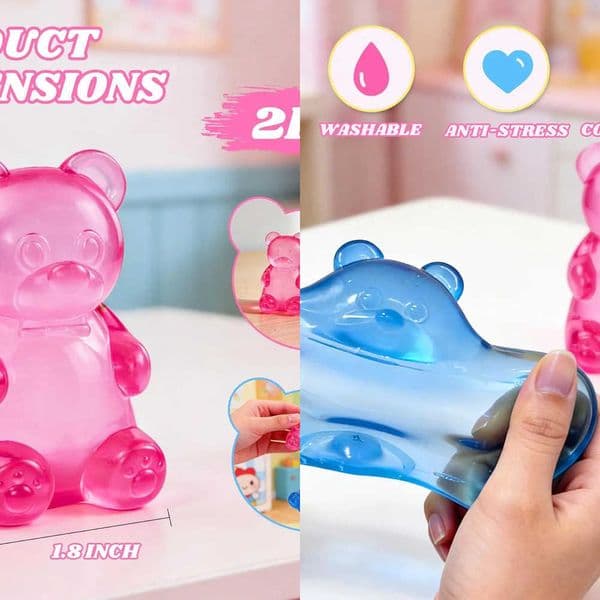 Bear Taba Squishy Balls Stress 2PC Set Pink Blue Gummy Bear Squishy Sugar Squishy Stress Relief Squeeze Toys for Kids Adults L260609
