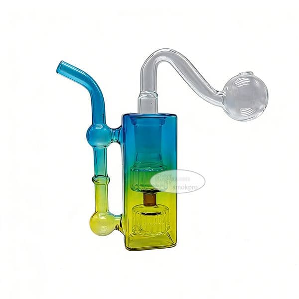 Colored Mini Glass Bubbler with 14mm Oil Burner Slide Attachment Portable Water Pipe With Percolator